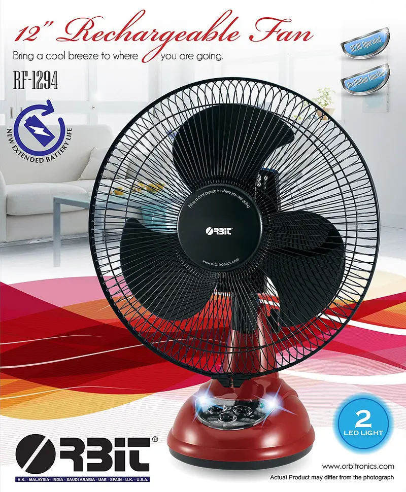 orbit rechargeable fan rf-1294