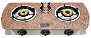 gas stove 3 burner automatic glass top coloured